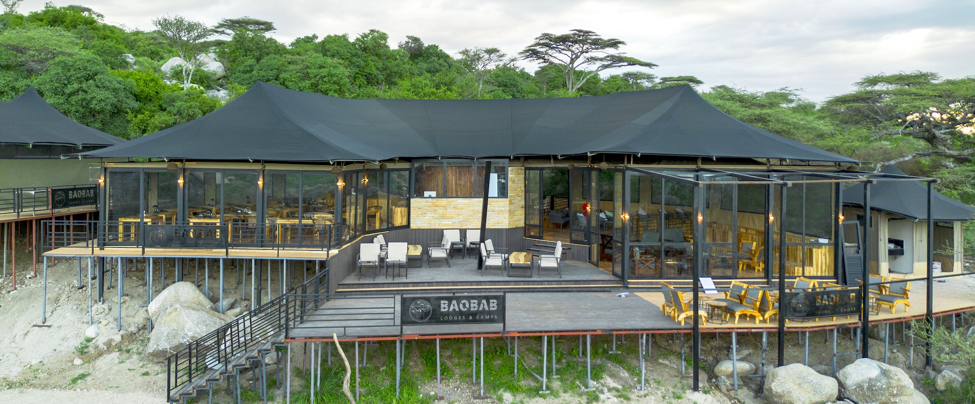 Baobab main lodge and dining area with panoramic views
