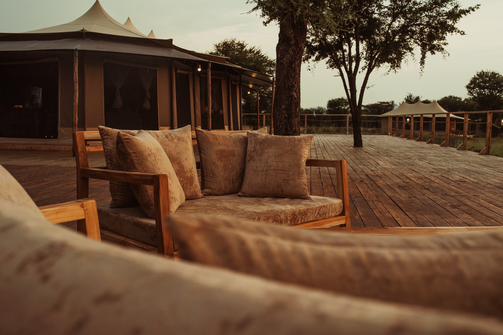 Sunset lounge deck at Conserve Safari Luxury Tented Camp